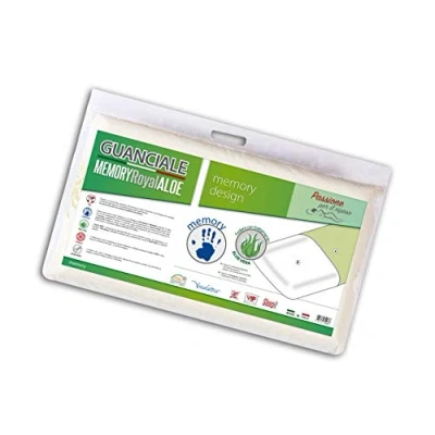 Immagine di Guanciale MEMORY ROYAL Aloe, 100% Viscoelastico con Federa Sfoderabile trattamento 42x68 h 9, Made in Italy