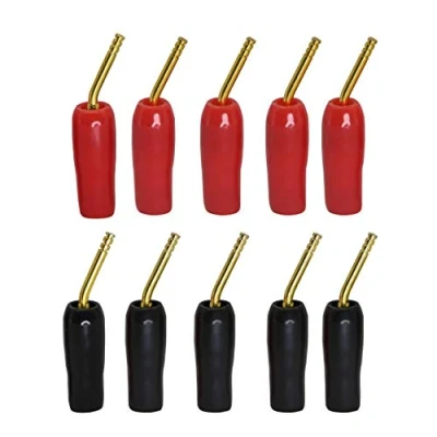 Immagine di CERRXIAN Adattatore per Cavo Audio con Spina a Banana da 2 mm, Connettori Altoparlanti, Connettore Casse Audio, Placcato Oro, Colore: Nero e Rosso, Confezione 10