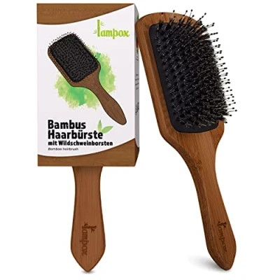 Immagine di lampox Spazzola per capelli con setole di cinghiale in legno bambù