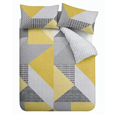 Immagine di Catherine Lansfield Larsson Geo Set copripiumino, 3 pezzi, per letto king size, colore: ocra