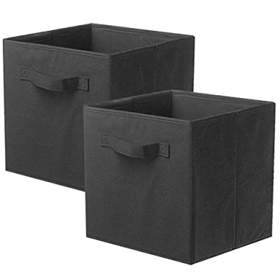 Immagine di PowerKing Cestini portaoggetti, cubi portaoggetti Pieghevoli in Tessuto e cassetto per riporre Gli Oggetti Stoffa Armadio Giocattoli (Nero, 2)