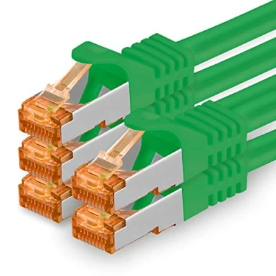 Immagine di 1aTTack.de Cat.7 Cavo di Rete 0,25m Verde 10 Pezzi Ethernet LAN Cat7 Cat 7 SFTP Spina RJ45 Cat6a Gbit s Compatibile con Cat5 Cat6 Cat8 per Switch Router Modem Patchpanel