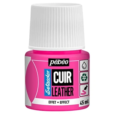 Immagine di Pébéo Setacolor pelle Vernice acrilica per e similpelle Personalizzazione di borse, scarpe, sneaker Resistente a graffi, pieghe abrasioni Effetto fluorescente Rosa fluo 45 ml