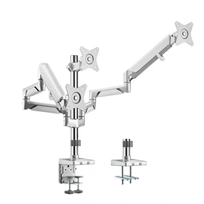 Immagine di LogiLink BP0090 Supporto da scrivania in alluminio per 3 monitor 17 27 pollici (LCD, LED, OLED,…) con molla a gas, schermi piatti e curvi, lunghezza braccio 748 mm