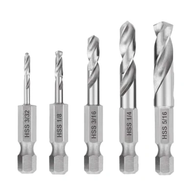 Immagine di set di 5 punte esagonali a cambio rapido da 1/4&quot;, corte HSS M2,3/32, 1/8, 3/16, 1/4, 5/16 pollici, trapano con attacco esagonale, angolare,