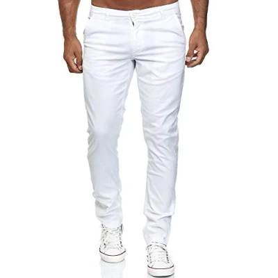 Immagine di Elara Chino Pantaloni Uomo Regolare Stile Elasticizzato Chunkyrayan Bianco MEL009 Weiß 40/34