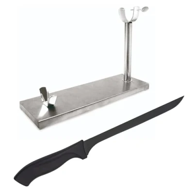Immagine di NERTHUS Fisso + Coltello Porta prosciutto, Acciaio Inossidabile, Inox