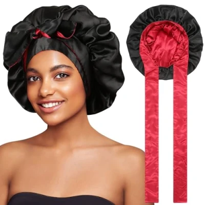 Immagine di Coubeau cuffia seta capelli notte da Donna ricci in per dormire Berretto raso con cinturino elastico