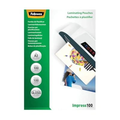 Immagine di Fellowes 5351205 Pouches Lucide Impress100, Formato A3, 100 Micron, Confezione da Pezzi