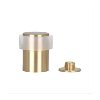 Immagine di Fermaporta 24 x 35 mm Base filettata Ottone opaco Gomma nera Include vite + tassello di fissaggio EVI Hardware I 18024X30