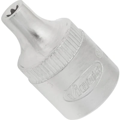 Immagine di ViGOR V2724N Inserto per chiave a bussola Torx, larghezza E4, attacco quadrato da 3/8&quot;, profilo E, lunghezza 28 mm, strumento lavori di precisione