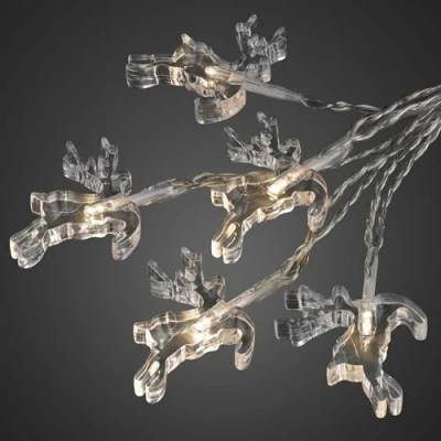 Immagine di hellum Catena luminosa per interni con renne, 24 campane LED illuminate, luce bianca calda, 2,30 m, lunghezza illuminata, cavo trasparente, illuminazione natalizia interni, finestre, &lt; 59 lm