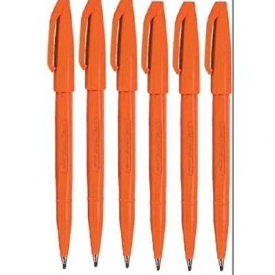Immagine di Pentel arancione Original Sign Pen S520 pennarelli con punta in fibra colore fineliner tratto 2 mm 1 larghezza linea (confezione da 6)
