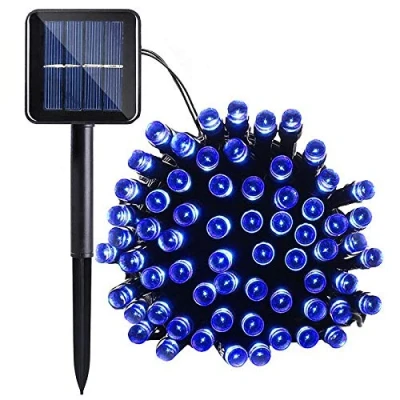Immagine di Lamker 12M 100LED Catena Luminosa Blu Esterno Solare Impermeabile Lucine 8 Modalità Illuminazione Stringa Luci per Patio Balcone Giardino Albero Matrimonio Natale Festa Ghirlanda Decorative