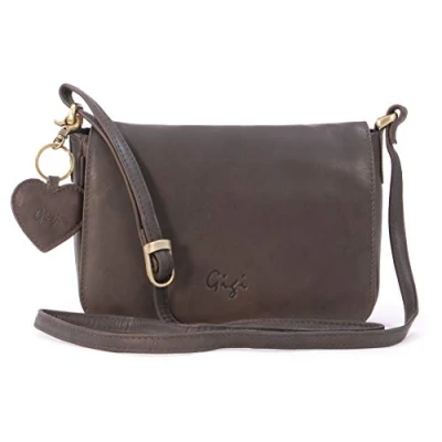 Immagine di Gigi Vera Pelle Borse a Spalla da donna/Borsa Tracolla/Borsa Mano/con ciondolo forma di cuore/Tracolla regolabile/Borsa organizer 14578 MARRONE SCURO
