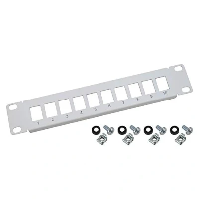 Immagine di HMF 63345 07 UTP Pannello patch Keystone per server 10&quot; 1U 10 porte RJ45 grigio chiaro
