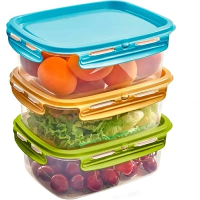 Immagine di SNIPS, SnipsLock MIXCOLOR, Set 3 Contenitori per Cibi, x 1,80 LT Rettangolare, Conteniotre Alimenti 23,5 18,5 13 cm, Made in Italy