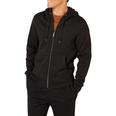 Immagine di Amazon Essentials Felpa con cappuccio e cerniera integrale in pile (disponibile nelle taglie Big &amp; Tall) Uomo, Nero, XXL Plus Tall