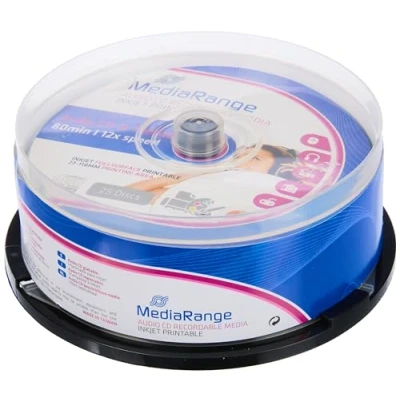 Immagine di MEDIARANGE CD R 700MB 25 PIEZAS DE AUDIO TOTALMENTE IMPRIMIBLE