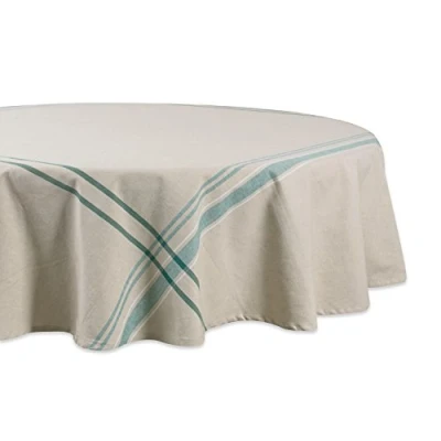 Immagine di DII Copritavolo a Righe, 100% Cotone, Teal, 70 Inches Round