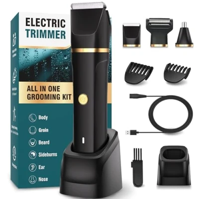 Immagine di Rasoio Elettrico Corpo Uomo,3 In 1 Uomo,Depilatore Uomo Impermeabile IPX7,Rasoio Parti Intime Umido e Asciutto,Rasoio Intimo per Viso,Braccia,Torace,Gambe,Ascelle
