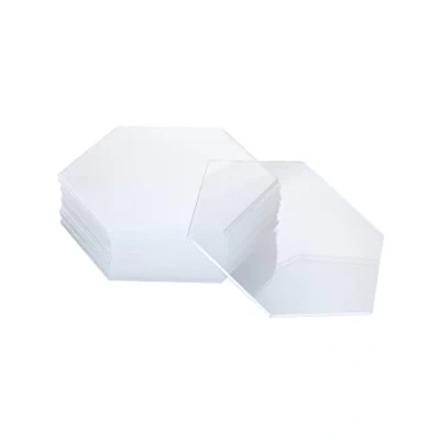 Immagine di QWORK® 16 Pezzi Pannello Acrilico Esagonali Spessore 2 mm Foglio Trasparente per DIY Artigianato Cornici (10 x 11.5 cm)