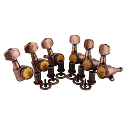 Immagine di Guyker Accordatori di bloccaggio per chitarra (6 destra) 1:18 Lock String Tuning Key Pegs Machine Head Ricambio ST TL SG LP Style Elettriche, Folk o Chitarre Acustiche Bronzo Antico