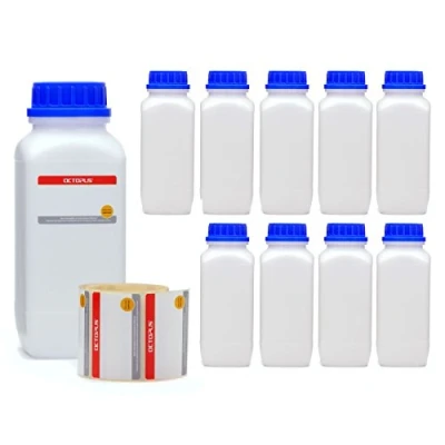 Immagine di Octopus 10x 1000 ml Bottiglie a Collo Largo con Tappo Vite, per Chimica, da Laboratorio Coperchio Come Contenitore Laboratorio, Cucina o Hobby
