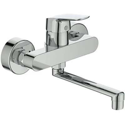 Immagine di Ideal Standard Ceraflex, Miscelatore monocomando a parete per lavello, Bocca di erogazione orientabile, Cromato