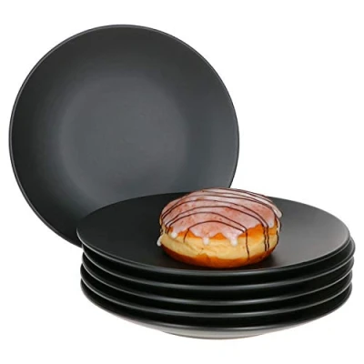 Immagine di MamboCat, Leopard Lampart set di 6 piatti da torta, colore: nero opaco, per persone, Ø 20,5 cm, moderni dessert in stile etnico, piccoli neri, pezzi