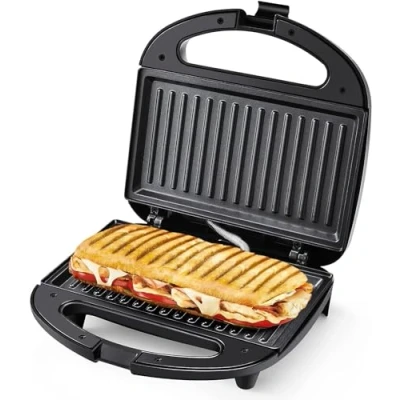 Immagine di YASHE Tostapane, Piastra per Toast, 750W Griglia elettrica e Sandwich, con Rivestimento Antiaderente, Temperatura Automatica, Indicatore LED, Manico Cool Touch