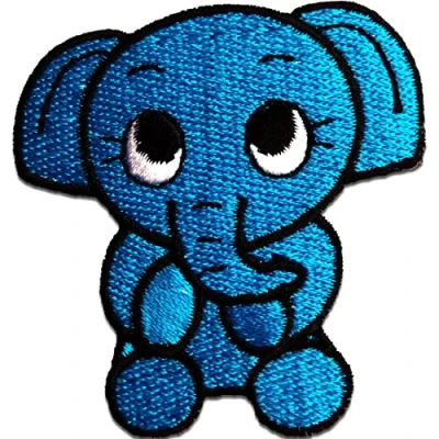 Immagine di Elefante Animale Toppe Termoadesive Patch Toppa Ricamate, Misura: 5,9 x 6,3 cm, Farbvariante:blu