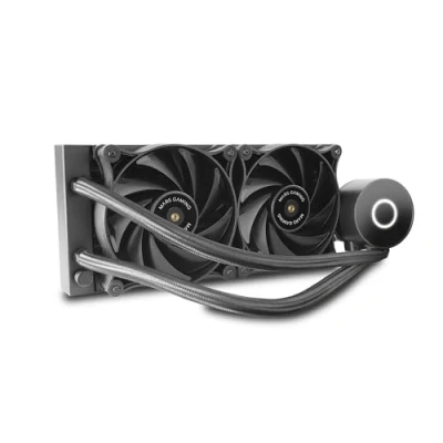 Immagine di Mars Gaming ML PRO240, Raffreddatore a Liquido Professionale CPU, TDP 450W, 2x Ventole FDB Ultra silenziose, Pompa Opti Chamber con Anello di Illuminazione Bianca, Multisocket Universale, Nero