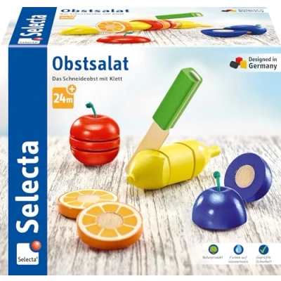Immagine di Selecta Giocattolo da tagliare, con insalata di frutta e velcro, in legno, 11 pezzi, set gioco cucina, 62070