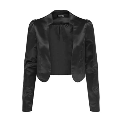 Immagine di Bolerose Formale Raso a Maniche Lunghe Bolero Giacca (Nero, XS)