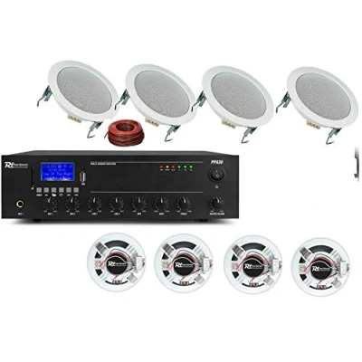 Immagine di IMPIANTO AUDIO FILODIFFUSIONE LOCALI 100Watt+8 Altoparlanti+Bluetooth+100Mt Cavo