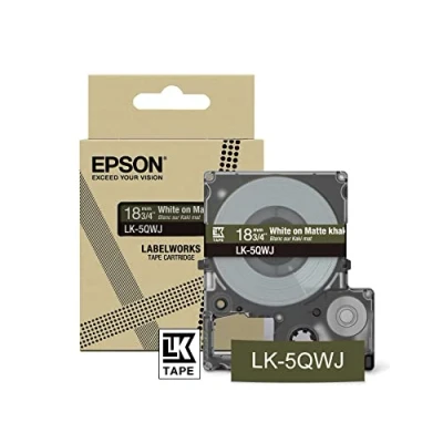 Immagine di Epson, Nastro di marcatura, Cachi opaco/bianco 18 mm LK 5QWJ (1.80 cm, Verde)