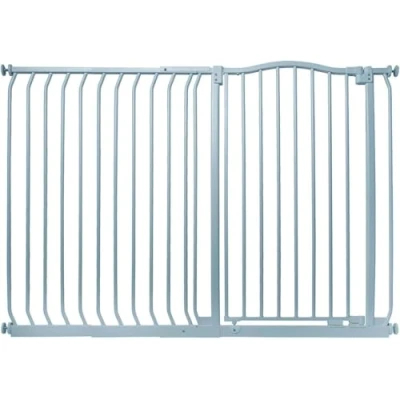 Immagine di Safetots Cancelletto di Sicurezza Extra Alto con Cima Curva, 134cm 143cm, Grigio Opaco, 100cm in Altezza, Montaggio a Pressione per Scale,Barriera