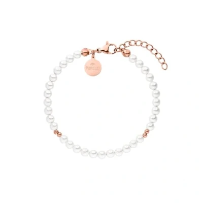 Immagine di Purelei® Finesse, bracciale da donna in acciaio inossidabile resistente, resistente all&#039;acqua con perle di ametista, lunghezza regolabile 16 19 cm (Oro rosa)