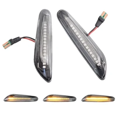 Immagine di Hacreyatu Indicatore di direzione laterale scorrevole Fumo luce per E60 E61 E81 E82 E88 E46 E90 E91 E92 E93 X3 E83 X1 E84, 1 3 5 Series (Bianca)