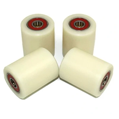 Immagine di Set di 4 Ruote con cuscinetti a sfera in nylon e poliammide per transpallet sollevamento diametro esterno 40 mm, 50 larghezza 10 cuscinetto