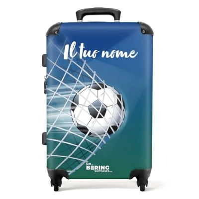 Immagine di NoBoringSuitcases.com Valigia Bambini, Grande, Personalizzabile, Trolley Bambino, Per Serratura TSA, Grande 23 kg (67 cm 72 L) (Calcio Blu Verde)