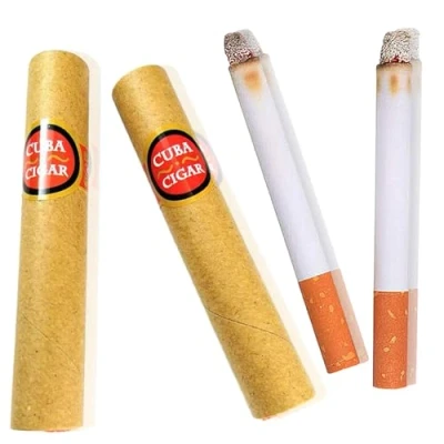 Immagine di 4 Pezzi Sigarette Finte e Sigari Falsi Set, Aspetto Realistico delle False Sigarette, Puff per Regali Divertenti, Teatro, Abiti Eleganti, Party