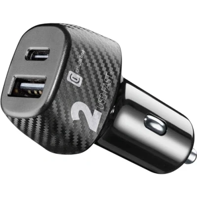 Immagine di Cellularline Car Multipower 2 FAST+ iPhone, Samsung, Huawei and other Smartphones Tablets, Adattatore per auto, Nero