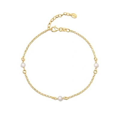 Immagine di Amberta Cavigliera con Perline da Donna in Argento Sterling 925: 4 5 mm a Placcata Oro 25 cm