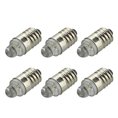 Immagine di Ruiandsion 6 lampadine a LED E10, 3V, 6000 K, colore bianco, per torcia, faro, terra negativa