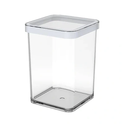 Immagine di Rotho Loft Scatola Quadrata con Coperchio e Guarnizione, Plastica (SAN) senza BPA, Trasparente/Bianco, 1 L, 10.0 x 14.2 cm