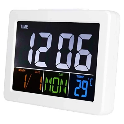 Immagine di Sveglia Digitale Da Comodino, Led Digital Alarm Clock Large Tavolo Orologio Sveglie Con Data E Temperatura Display Cucina Grande Schermo Timer Per Camera Letto Scrivania Anziani Bambini Studente