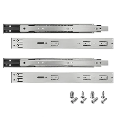 Immagine di HELPMATE Set di 4 guide per cassetti Softclose estraibili complete, 400 mm, 2 paia pezzi, a sfera cassetti, in acciaio zincato, argento, con materiale fissaggio incluso