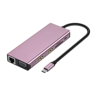 Immagine di Docking Station Doppio Monitor 12 In 1 Adattatore USB C Multiport 4 Porta VGA Lettore di Schede Ethernet Per Laptop